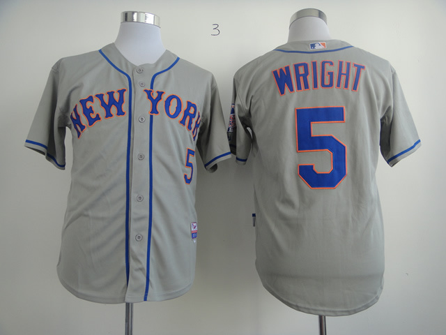 Men New York Mets #5 Wright Grey MLB Jerseys->new york mets->MLB Jersey